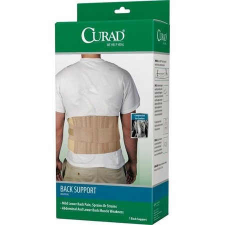 CURAD Back Support, OneSize, Fits to Waist Size 33 to 48 in, Hook and Loop Closure ORT22000D